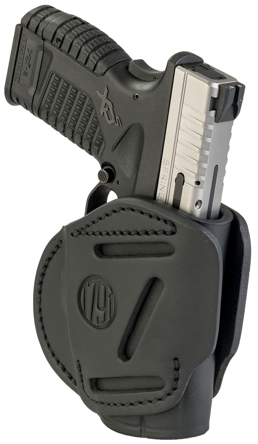 1791 Gunleather Ambidextrous 3-Way Belt Holster Size 04 Stealth Black Leather - Springfield XD/XDS, Taurus G2C, Walther PPS Compatible