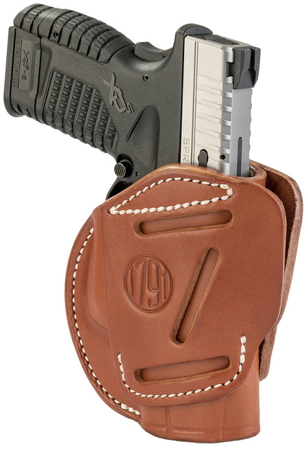 1791 Gunleather Ambidextrous 3-Way Belt Holster Size 04 Classic Brown Leather - Springfield XD/XDS, Taurus G2C, Walther PPS Compatible