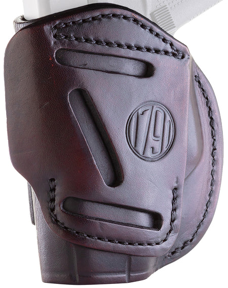 1791 Gunleather 4-Way Concealment & Belt Holster Size 02 Signature Brown - Glock 42/43/43X, Ruger LCP, Bodyguard Right Hand