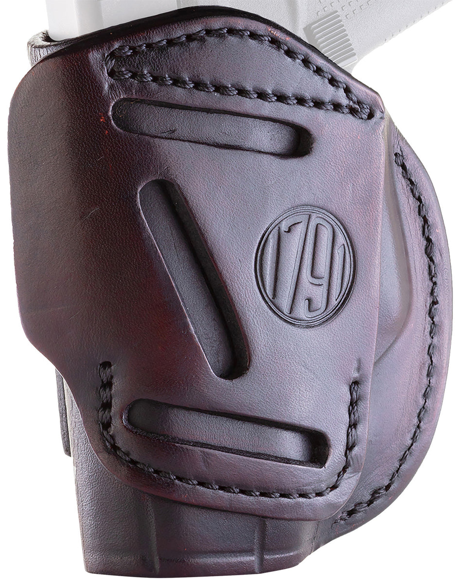 1791 Gunleather 4-Way Concealment & Belt Holster Size 02 Signature Brown - Glock 42/43/43X, Ruger LCP, Bodyguard Right Hand