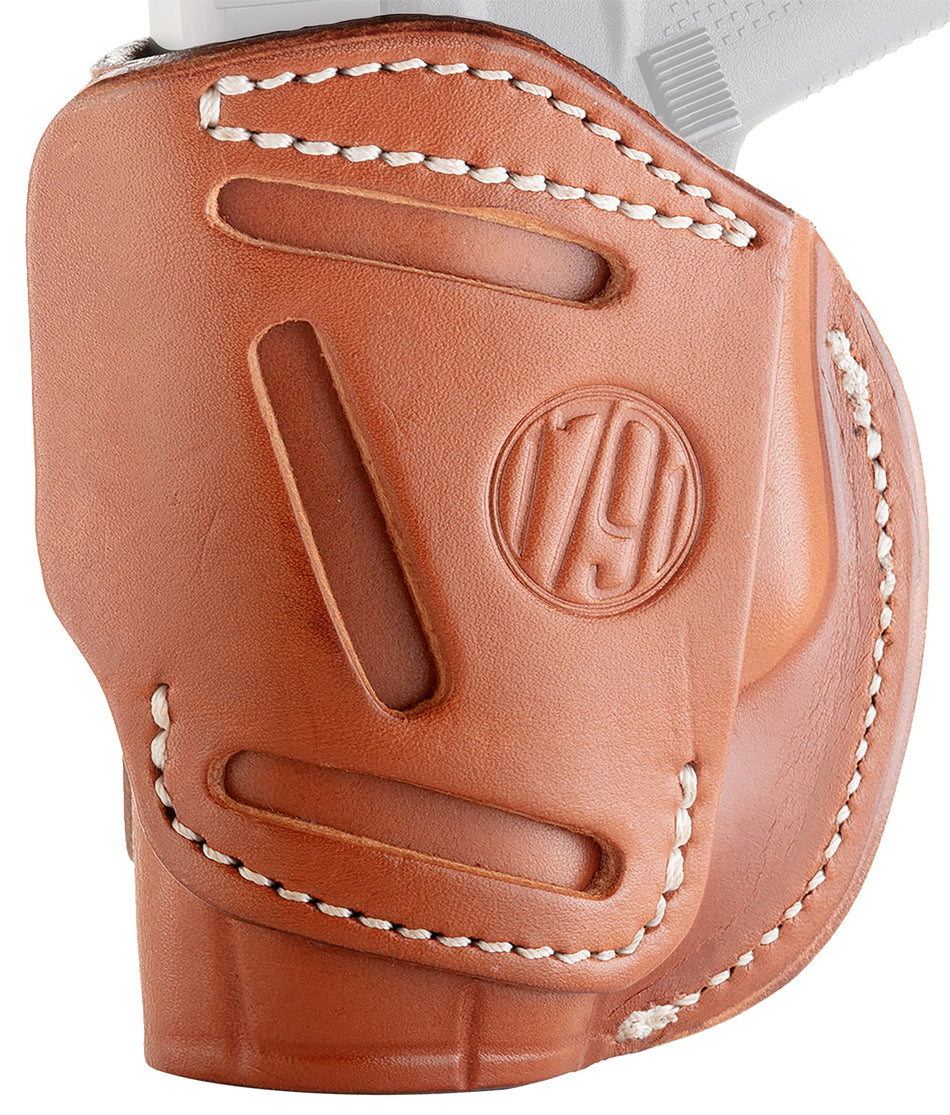 1791 Gunleather 4-Way Concealment & Belt Holster Size 02 Classic Brown - Glock 42/43/43X, Ruger LCP, Bodyguard Right Hand