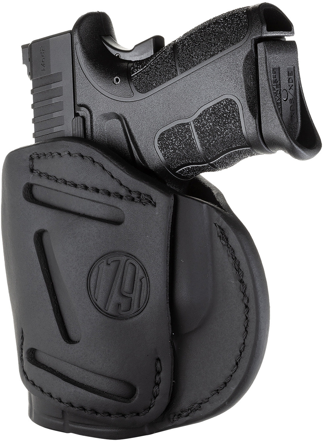 1791 Gunleather 4-Way Concealment & Belt Holster Size 04 Stealth Black - Glock 26, Springfield XD/XDS, Shield Plus Right Hand