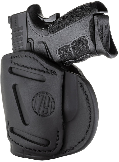 1791 Gunleather 4-Way Concealment & Belt Holster Size 04 Stealth Black - Glock 26, Springfield XD/XDS, Shield Plus Right Hand