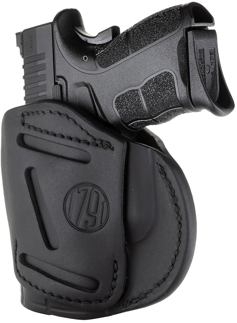 1791 Gunleather 4-Way Concealment & Belt Holster Size 04 Stealth Black - Glock 26, Springfield XD/XDS, Shield Plus Right Hand