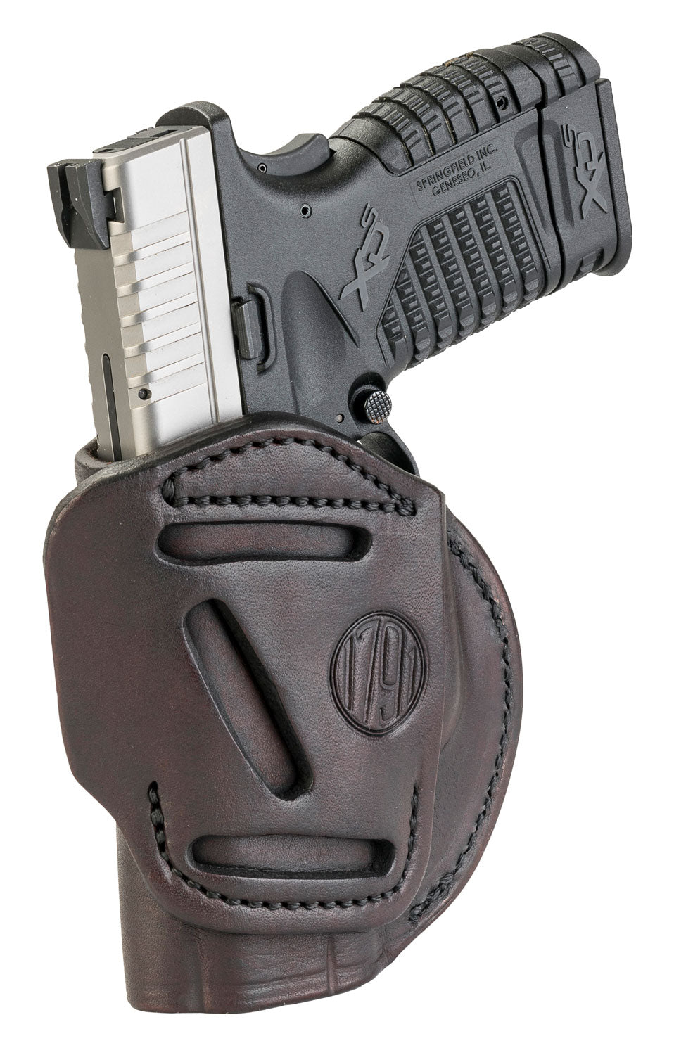 1791 Gunleather 4-Way Concealment & Belt Holster Size 04 Signature Brown - Glock 26, S&W M&P Shield, Springfield XD/XDS Right Hand