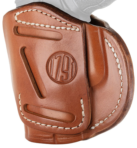 1791 Gunleather 4-Way Concealment & Belt Holster Size 04 Classic Brown - Glock 26, Springfield XD/XDS, S&W Shield Plus Right Hand