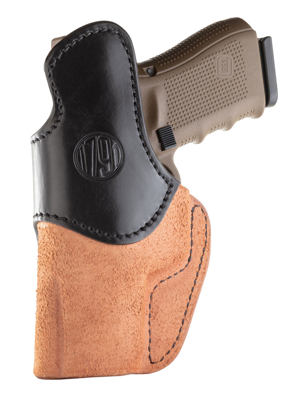 1791 RCH IWB Size 04 Black/Brown Cowhide Leather Belt Clip Holster S&W M&P Shield/Springfield XD Right Hand