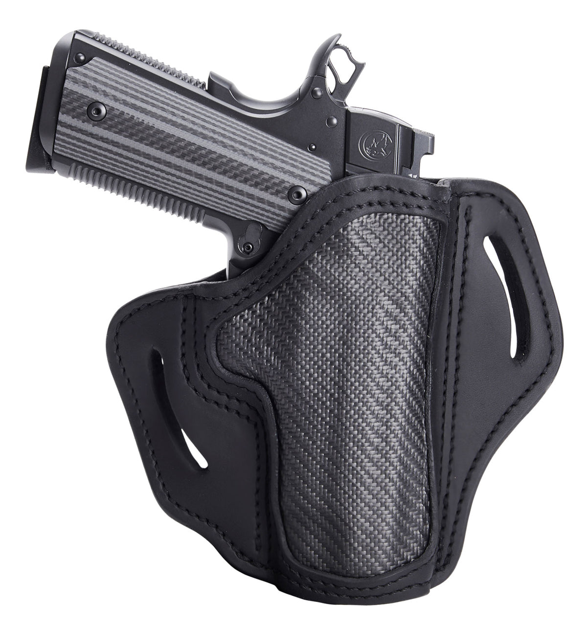 1791 BH1 OWB 01 Stealth Black Carbon Fiber/Leather Belt Slide Holster Colt 1911/Ruger SR1911 Right Hand