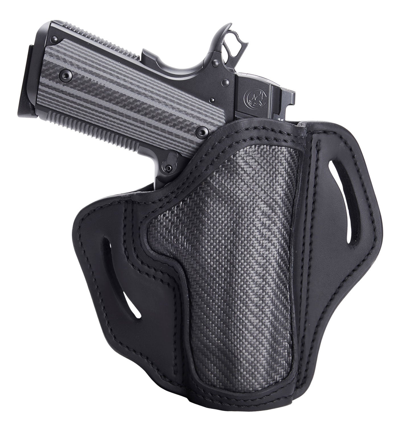1791 BH1 OWB 01 Stealth Black Carbon Fiber/Leather Belt Slide Holster Colt 1911/Ruger SR1911 Right Hand