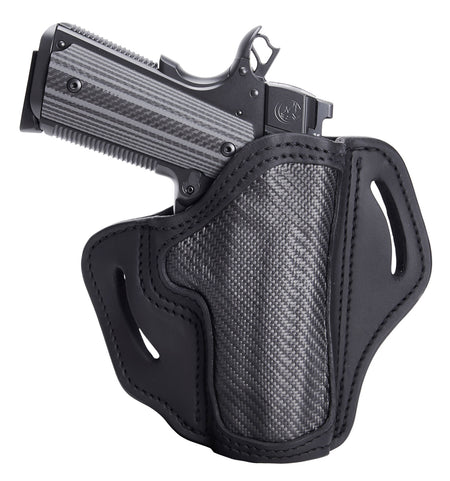 1791 BH1 OWB 01 Stealth Black Carbon Fiber/Leather Belt Slide Holster Colt 1911/Ruger SR1911 Right Hand