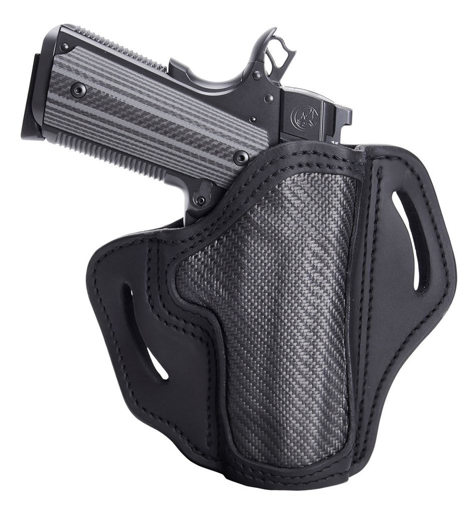 1791 BH1 OWB 01 Stealth Black Carbon Fiber/Leather Belt Slide Holster Colt 1911/Ruger SR1911 Right Hand