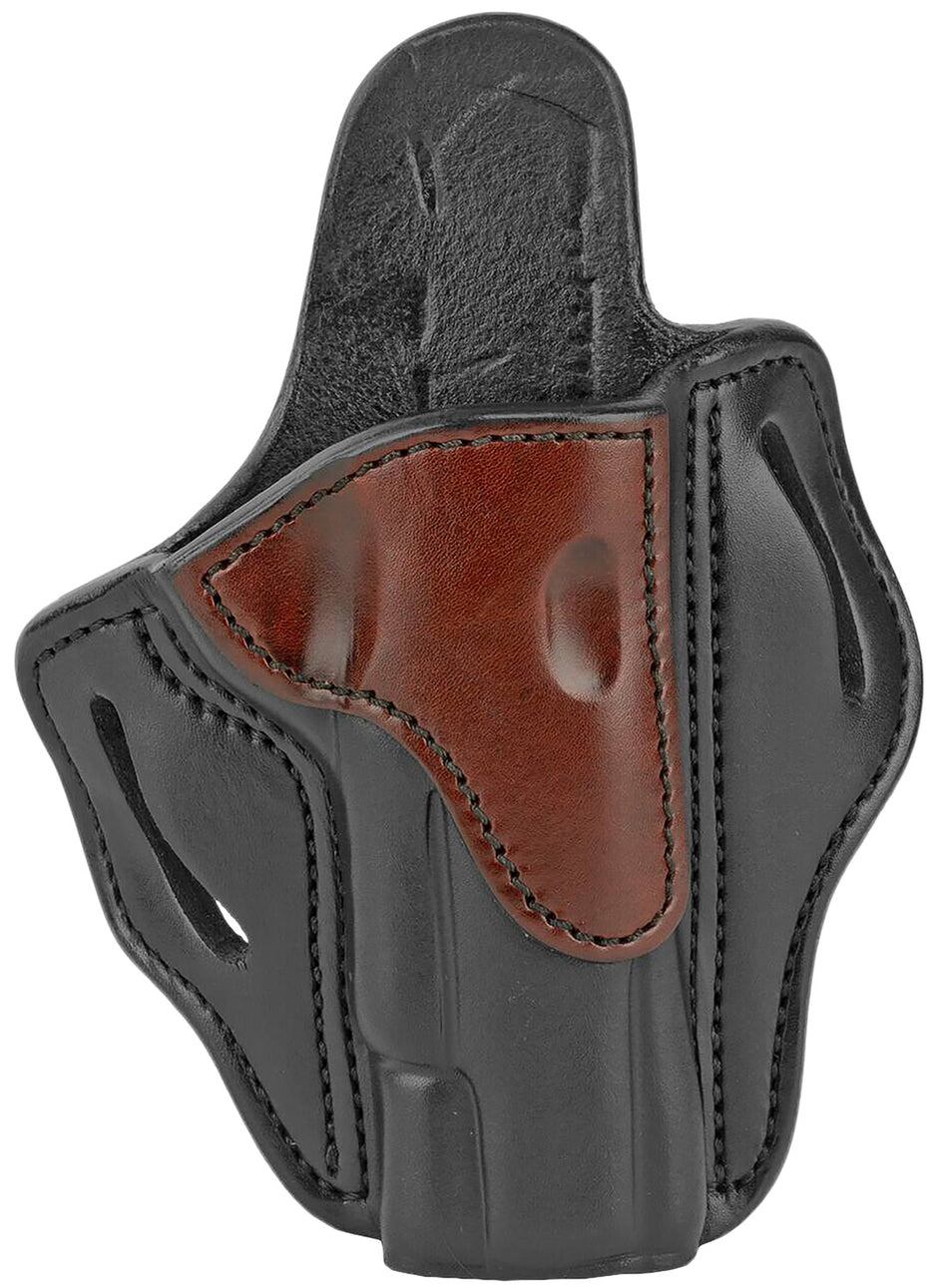 1791 Gunleather BH1 OWB Leather Holster Size 01 Brown on Black Belt Slide Fits 1911 4-5"