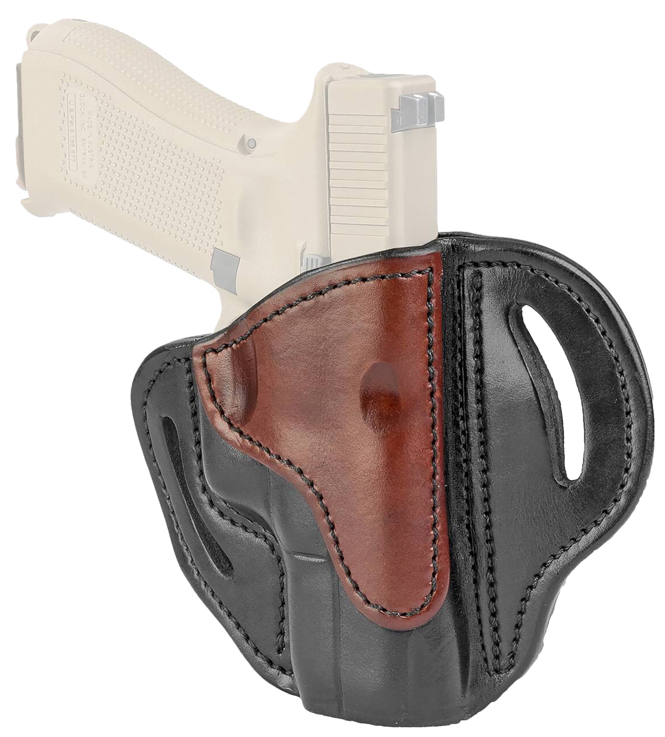 1791 Gunleather BH2.1 OWB Leather Holster Size 2.1 Brown-Black Belt Slide Glock 17/Shield/XD RH