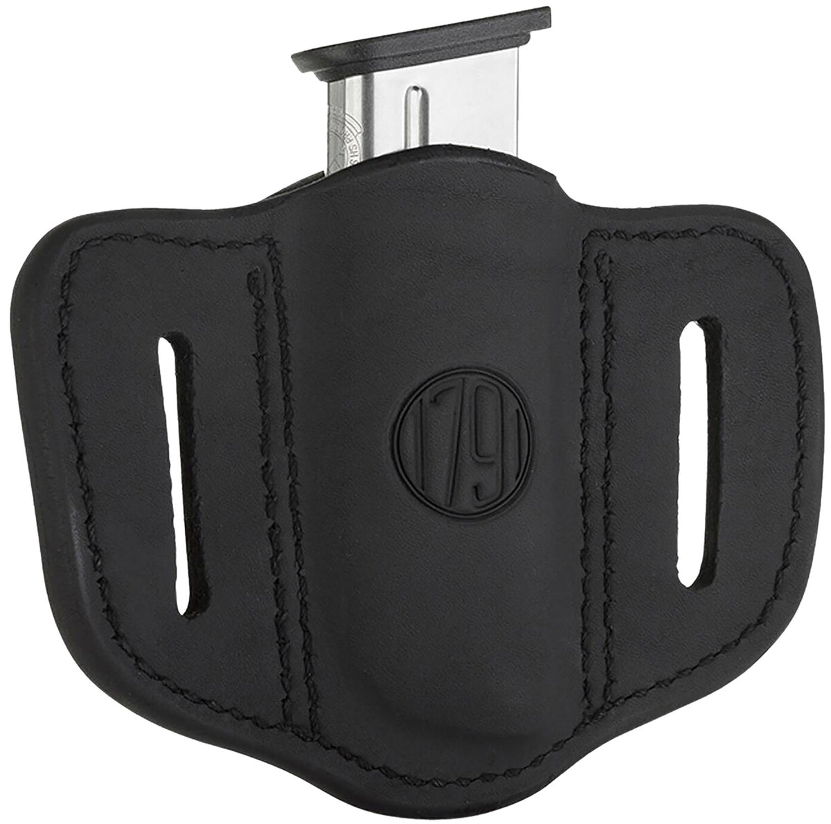 1791 Gunleather Single Mag Holster MAG1.1 Stealth Black Steerhide Leather Belt Slide Ambidextrous