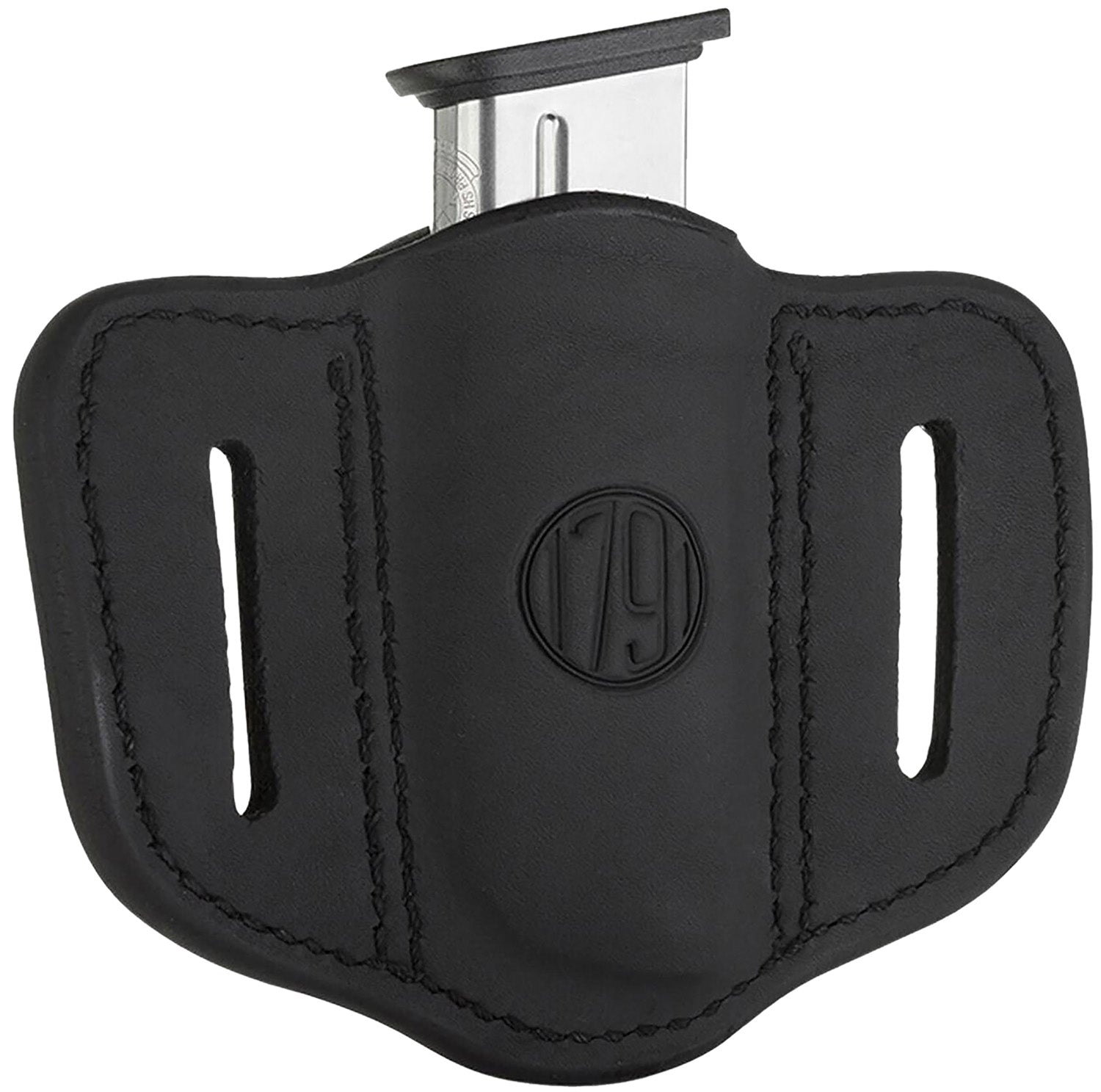1791 Gunleather Single Mag Holster MAG1.1 Stealth Black Steerhide Leather Belt Slide Ambidextrous