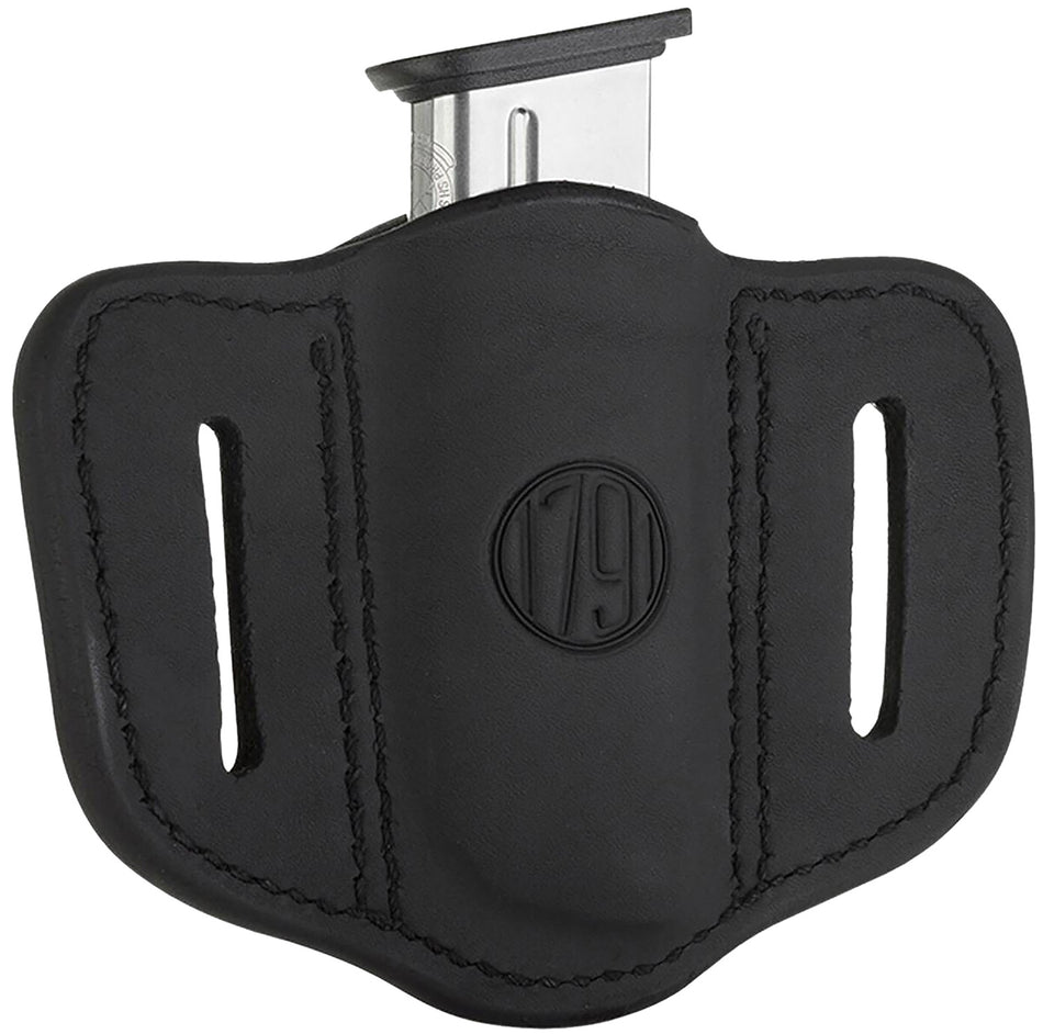 1791 Gunleather Single Mag Holster MAG1.1 Stealth Black Steerhide Leather Belt Slide Ambidextrous