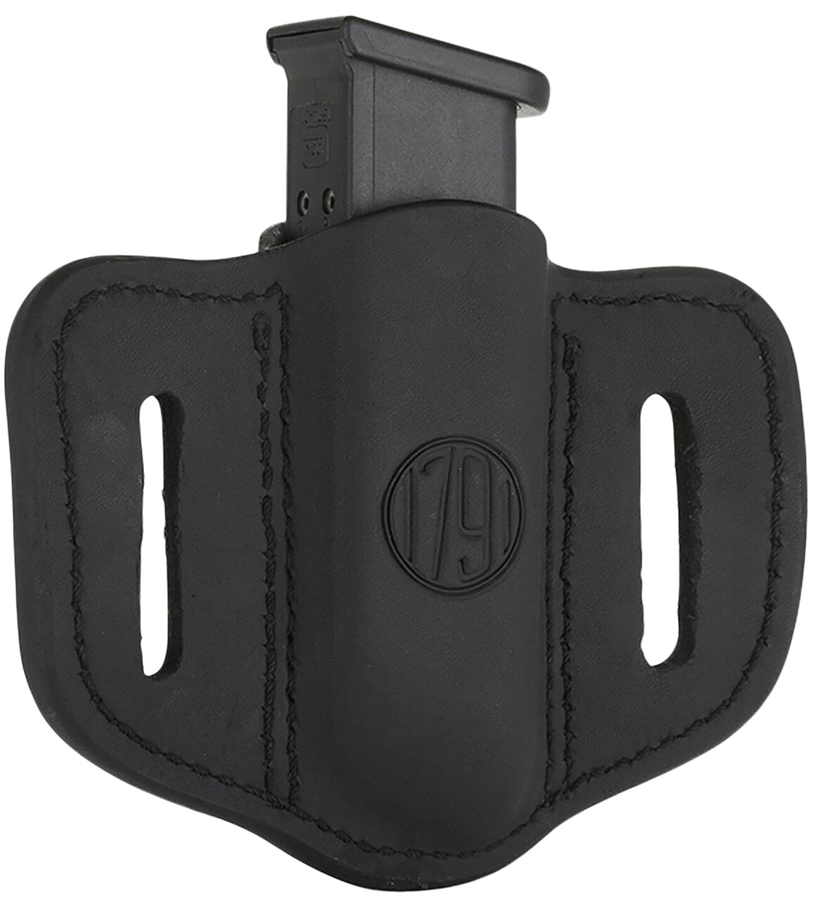 1791 Gunleather MAG1.2 Stealth Black Leather Double Stack Magazine Belt Slide Holster Ambidextrous