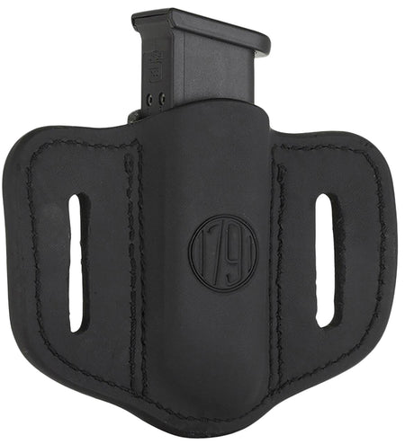 1791 Gunleather MAG1.2 Stealth Black Leather Double Stack Magazine Belt Slide Holster Ambidextrous