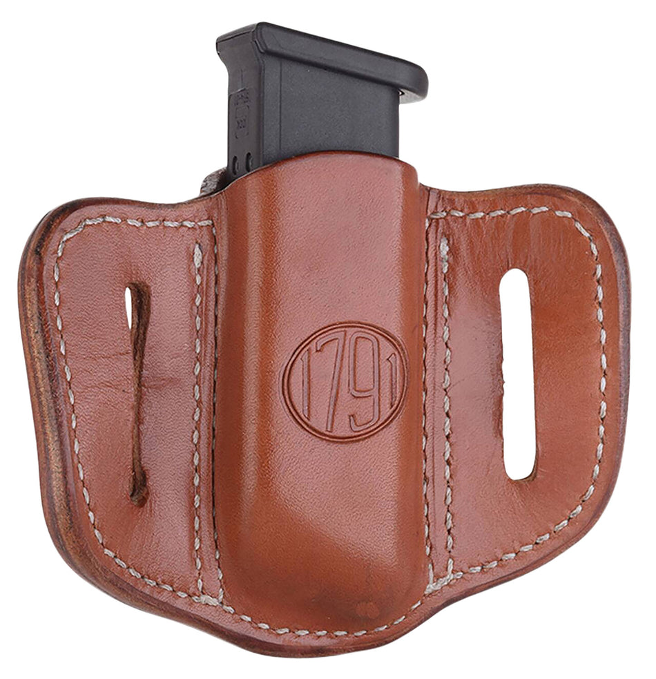 1791 Gunleather MAG1.2 Classic Brown Leather Double Stack Magazine Belt Slide Holster Ambidextrous