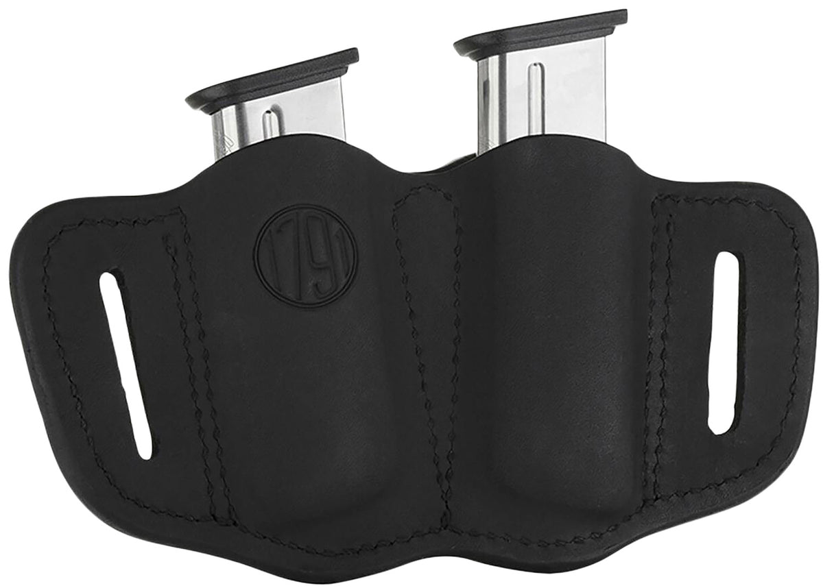 1791 Gunleather MAG2.1 Stealth Black Leather Double Single Stack Mag Belt Slide Holster Ambidextrous