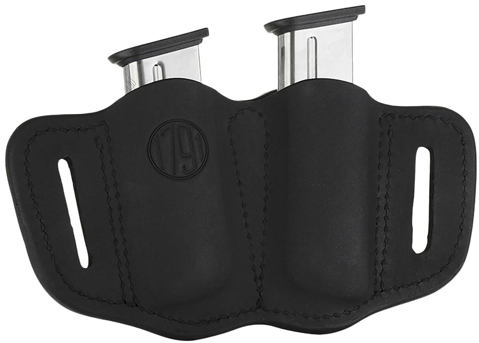 1791 Gunleather MAG2.1 Stealth Black Leather Double Single Stack Mag Belt Slide Holster Ambidextrous