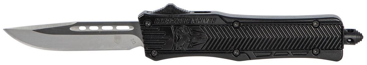 CobraTec CTK-1 Small OTF 2.75" Drop Point Plain D2 Steel Black Aluminum Handle Glass Breaker Pocket Clip