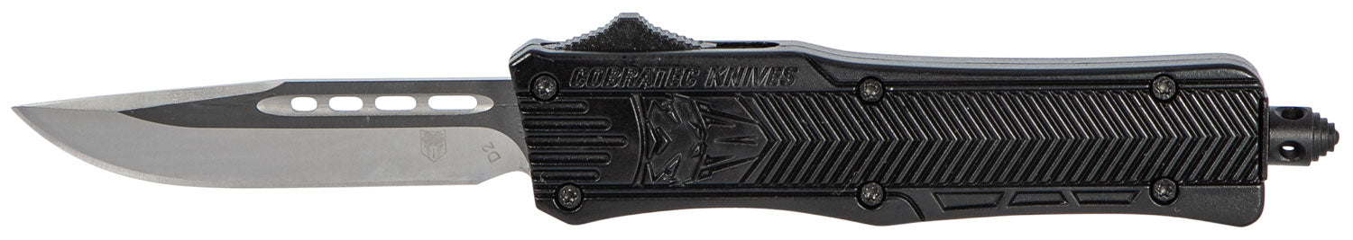 CobraTec CTK-1 Small OTF 2.75" Drop Point Plain D2 Steel Black Aluminum Handle Glass Breaker Pocket Clip