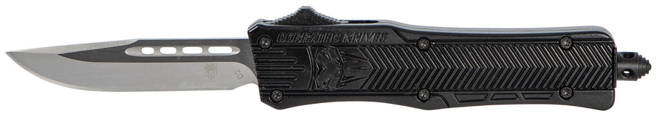 CobraTec CTK-1 Small OTF 2.75" Drop Point Plain D2 Steel Black Aluminum Handle Glass Breaker Pocket Clip