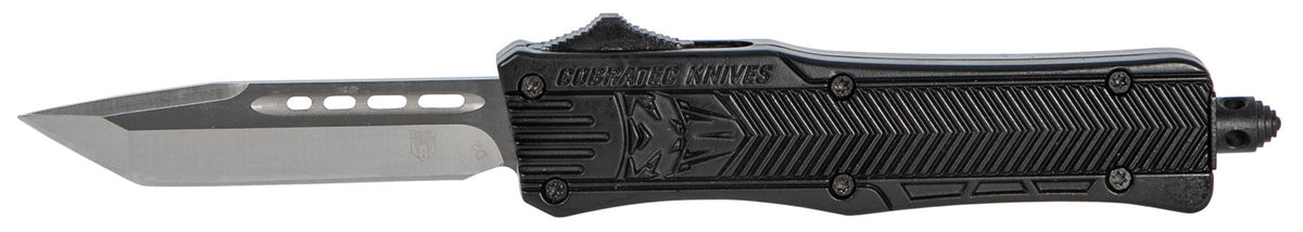 CobraTec CTK-1 Small OTF 2.75" Tanto Plain Black D2 Steel Black Aluminum Handle Glass Breaker Pocket Clip