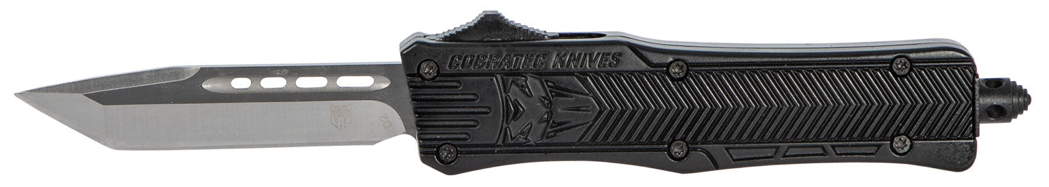 CobraTec CTK-1 Small OTF 2.75" Tanto Plain Black D2 Steel Black Aluminum Handle Glass Breaker Pocket Clip