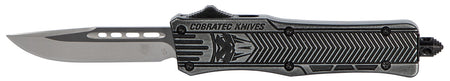CobraTec CTK-1 Small OTF 2.75" Drop Point Plain D2 Steel Black Stonewashed Aluminum Handle Glass Breaker Pocket Clip