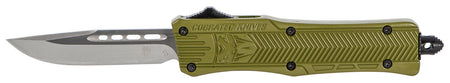 CobraTec CTK-1 Small OTF 2.75" Drop Point Plain D2 Steel OD Green Aluminum Handle Glass Breaker Pocket Clip