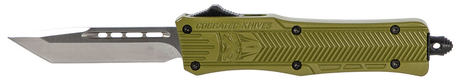 CobraTec CTK-1 Small OTF 2.75" Tanto Plain D2 Steel OD Green Aluminum Handle Glass Breaker Pocket Clip