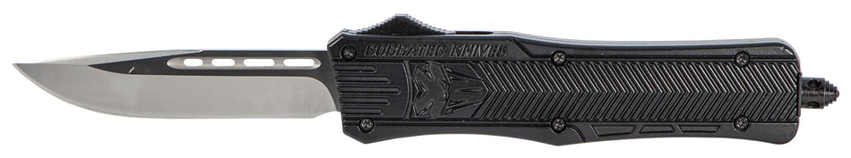 CobraTec CTK-1 Medium 3" OTF Drop Point Plain D2 Black Aluminum Handle w/ Glass Breaker