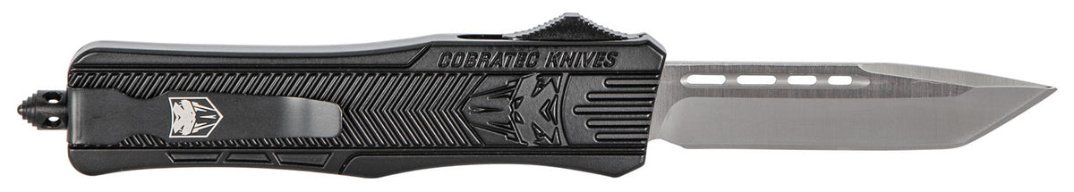CobraTec CTK-1 Medium 3" OTF Tanto Plain D2 Black Aluminum Handle w/ Glass Breaker