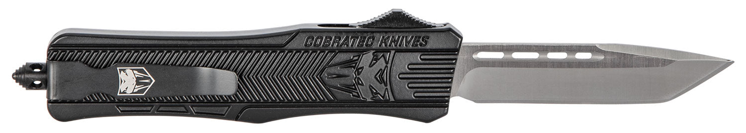 CobraTec CTK-1 Medium 3" OTF Tanto Plain D2 Black Aluminum Handle w/ Glass Breaker