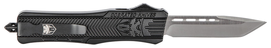 CobraTec CTK-1 Medium 3" OTF Tanto Plain D2 Black Aluminum Handle w/ Glass Breaker