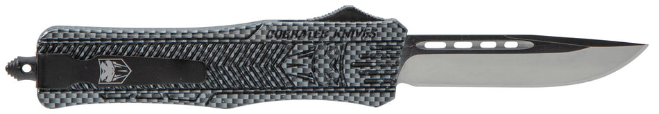 CobraTec CTK-1 Medium 3" OTF Drop Point Plain D2 Carbon Fiber Aluminum Handle w/ Glass Breaker