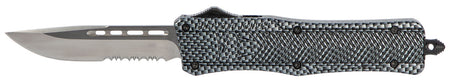 CobraTec CTK-1 Medium 3" OTF Part Serrated D2 Carbon Fiber Aluminum Handle w/ Glass Breaker and Clip