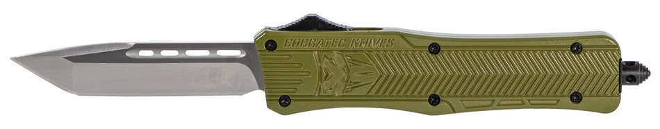 CobraTec CTK-1 Medium 3" OTF Tanto Plain D2 OD Green Aluminum Handle w/ Glass Breaker