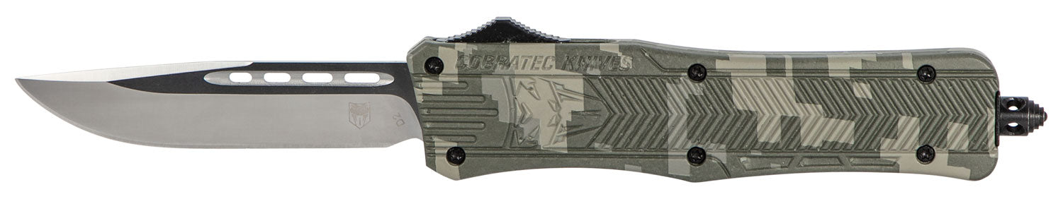 CobraTec CTK-1 Medium 3" OTF Drop Point Plain D2 Army DigiCamo Aluminum Handle w/ Glass Breaker