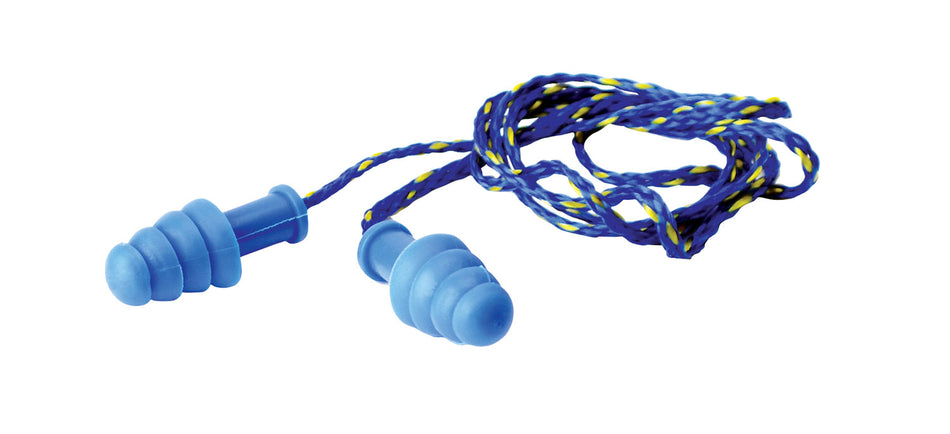 Walker's Corded Rubber Hearing Protection Ear Plugs 27 dB NRR Blue In-Ear