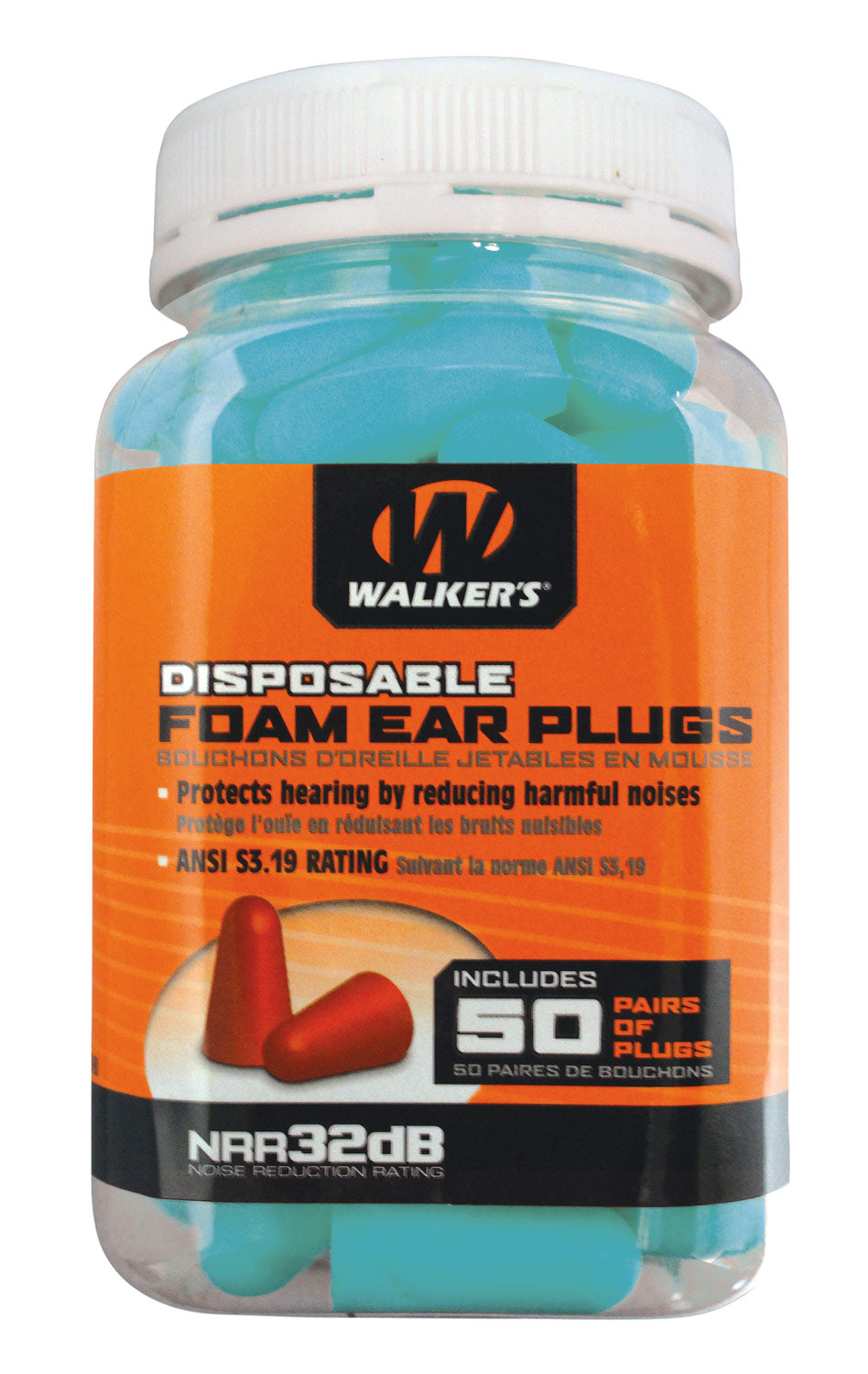 Walker's 50-Pair Teal Foam Hearing Protection Ear Plugs 32 dB NRR In-Ear