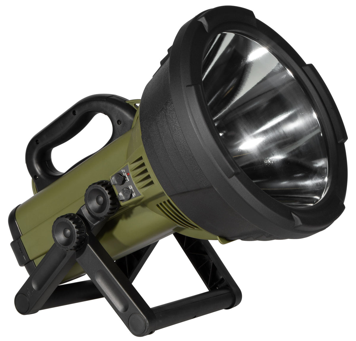 Cyclops Colossus Spotlight 18 Million Candlepower White Halogen Green Black Rubberized Dual Recharge System