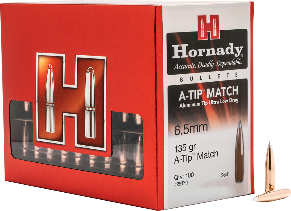 Hornady 26179 A-Tip Match 6.5 Creedmoor .264 135 gr Match Bullets 100/Box