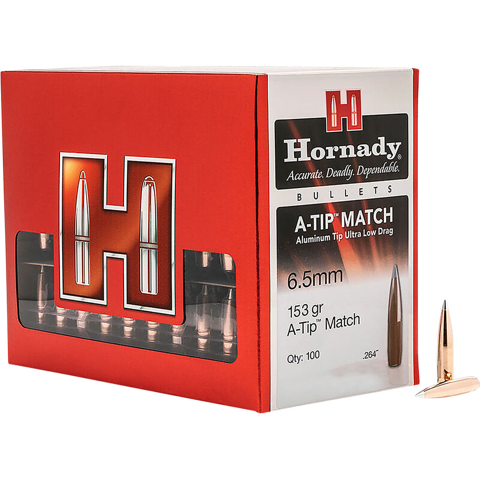 Hornady 2638 A-Tip Match 6.5 Creedmoor .264 153 gr Match Bullets 100/Box