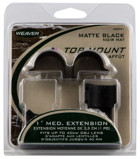 Weaver Mounts 49091 Extension Scope Rings 1 Inch Medium Matte Black Detachable Top Mount
