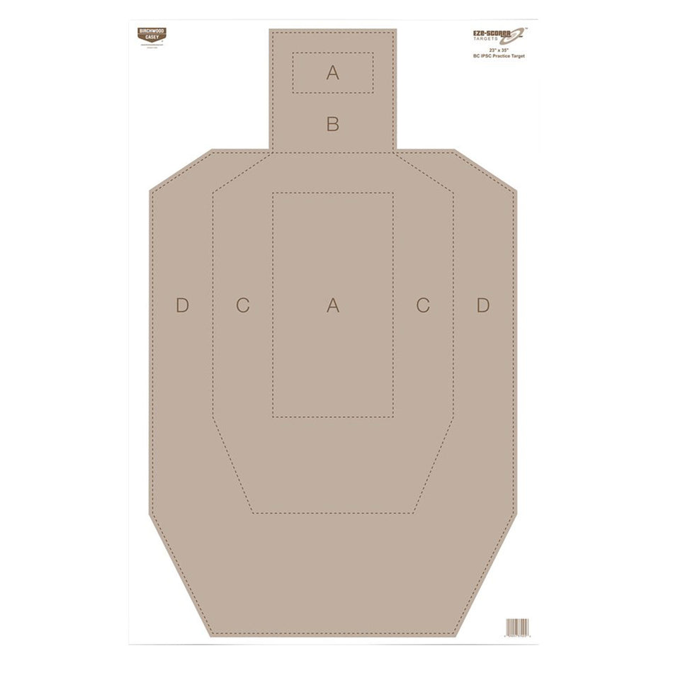 Birchwood Casey EZE-Scorer IPSC Tan Hanging Paper Shooting Target 23"x35" 100 Per Pkg 37025