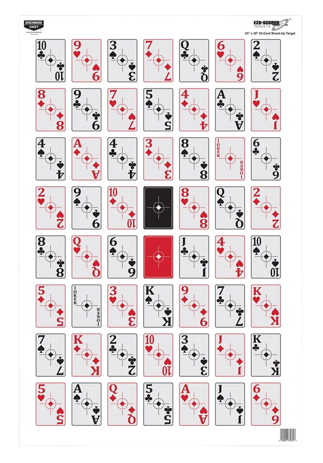 Birchwood Casey EZE-Scorer Playing Cards Paper Shooting Target 23"x35" Black/Red 100 Per Pkg 37028