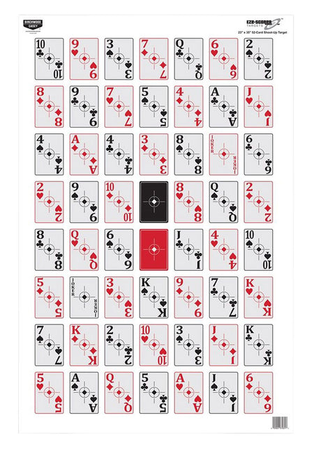 Birchwood Casey EZE-Scorer Playing Cards Paper Shooting Target 23"x35" Black/Red 100 Per Pkg 37028